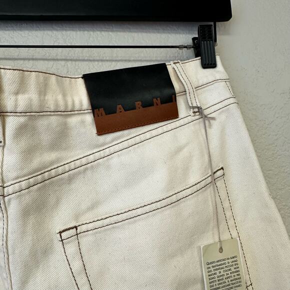 NWT MARNI Raw Cotton Drill White Size 29 Contrast Stitch Straight Leg Jeans - Picture 6 of 12